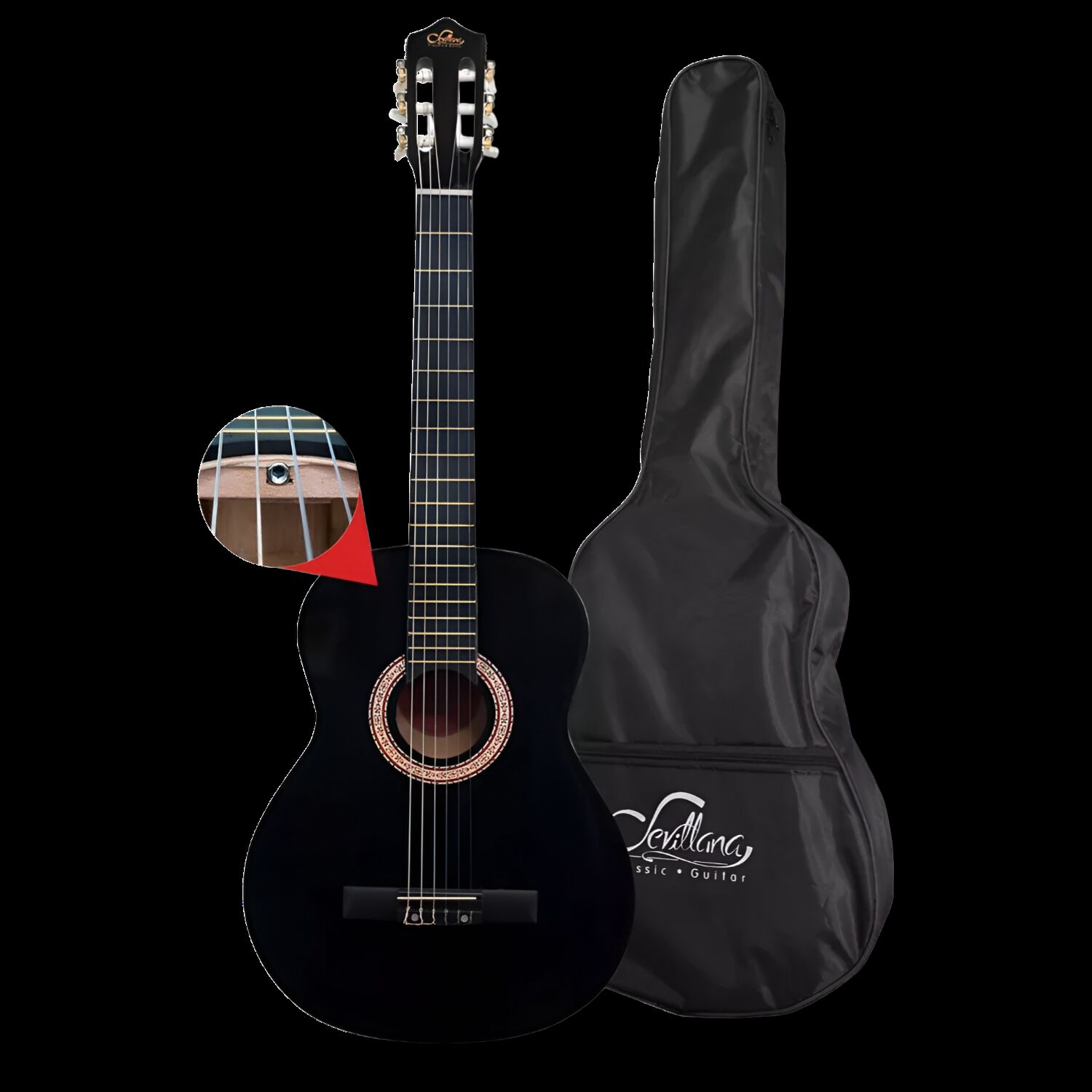 Guitarra Cl&aacute;sica Sevillana 39&rdquo; Negro Con Alma + Funda 8448 image number 1.0