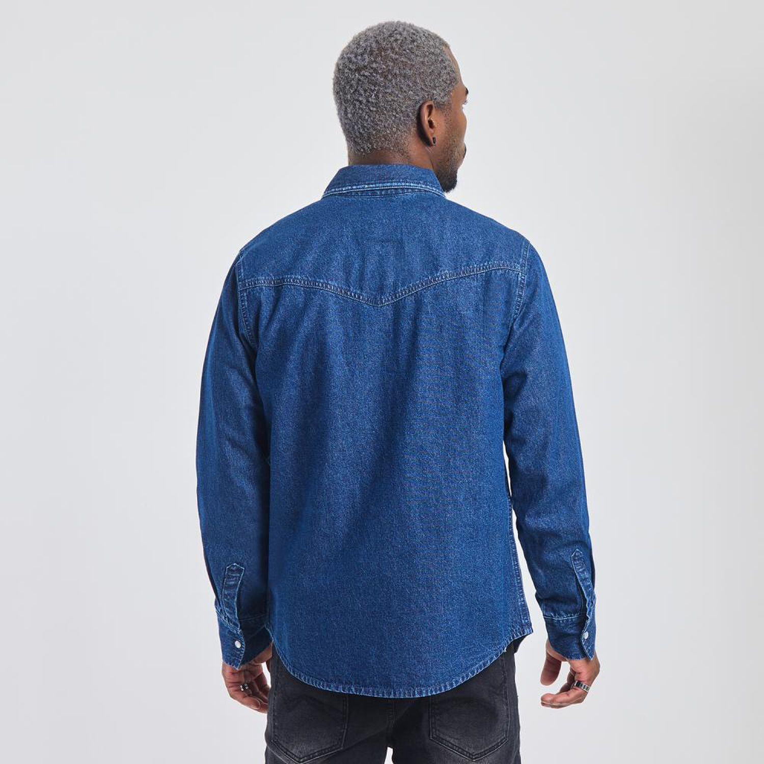 Camisa Lisa Slim Manga Larga Cuello Camisero Hombre Rolly Go image number 3.0