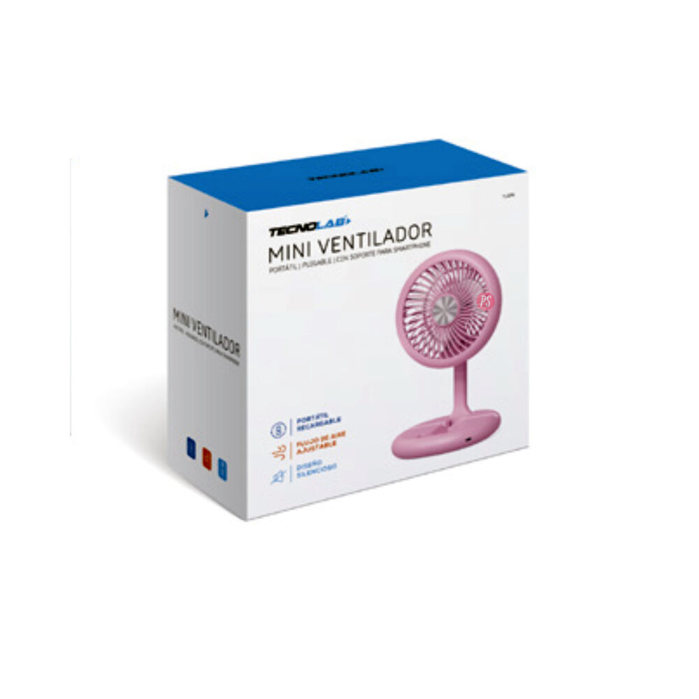 Mini Ventilador Plegable De Mano Recargable Rosa - Ps image number 1.0