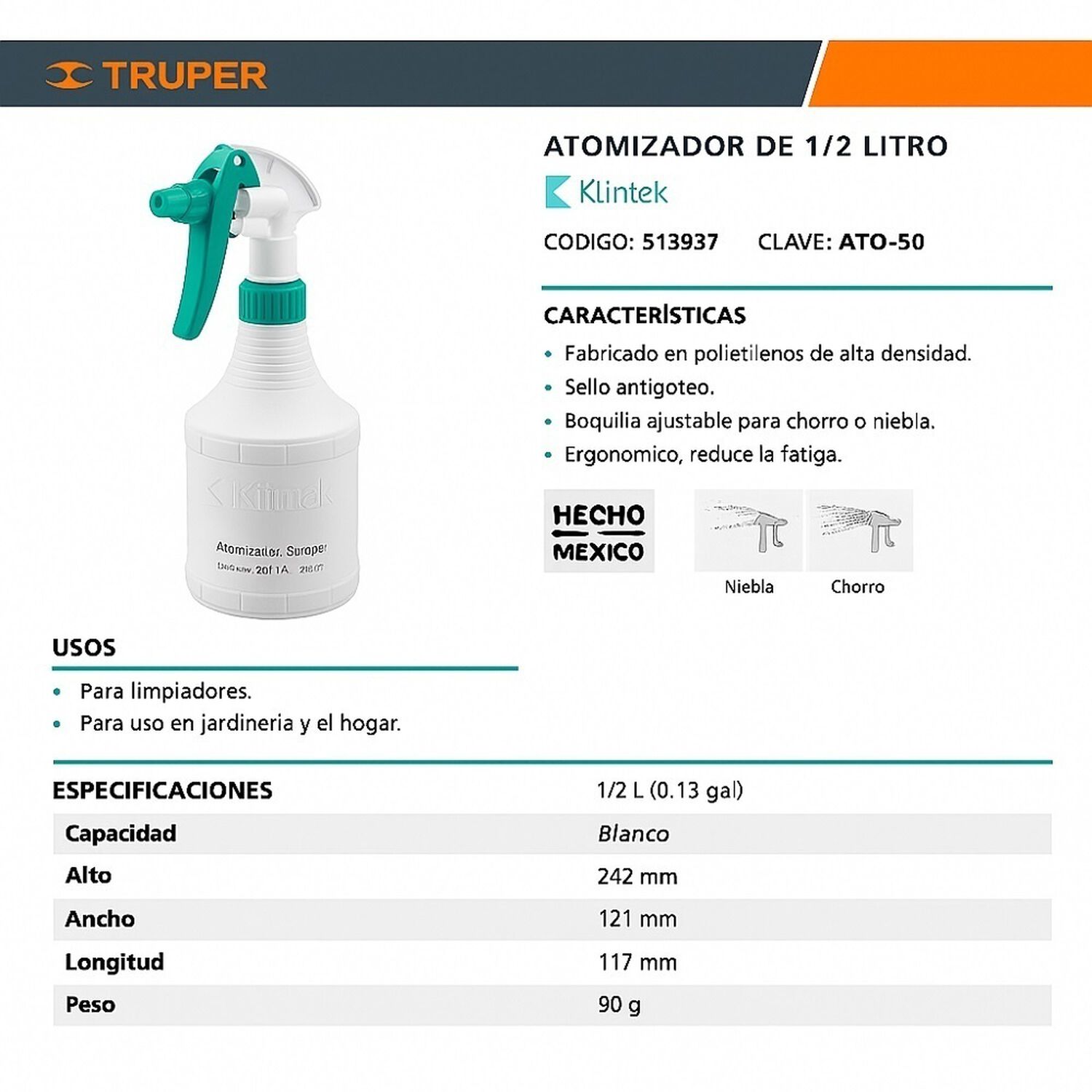 Atomizador 1/2 Litro Klintek image number 5.0