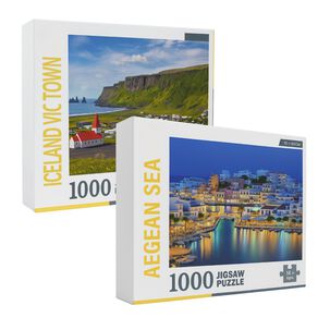 2 Rompecabezas 1000 Piezas 70x50cm Islandia Mar Egeo