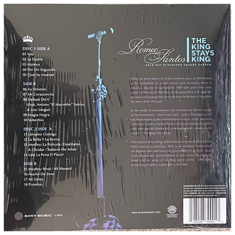 Romeo Santos - King Stays King: Sold Out At Madison Square Garden (2lp) (sea Blue Vinyl) | Vinilo image number 0.0