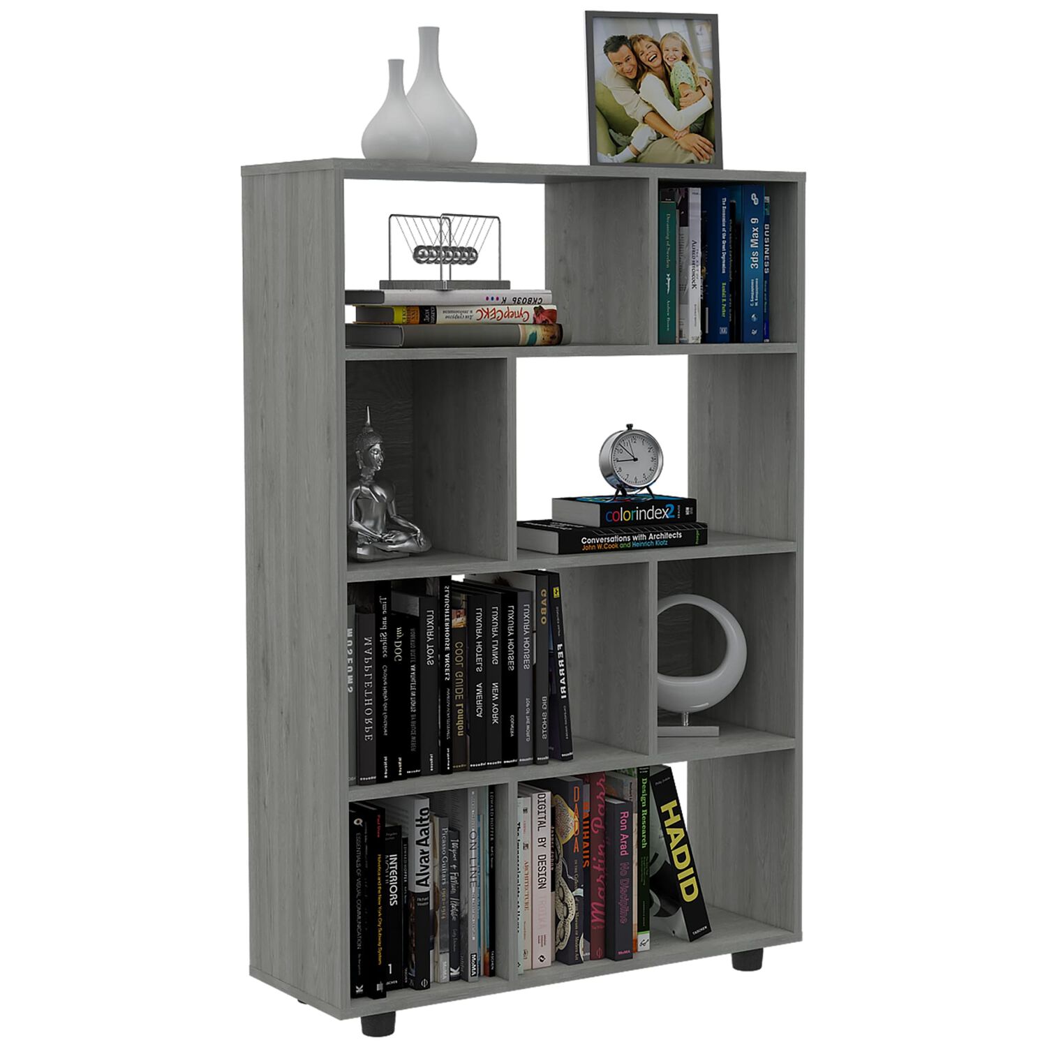 Biblioteca Modular 8 Repisas Fm-011g Gris image number 1.0