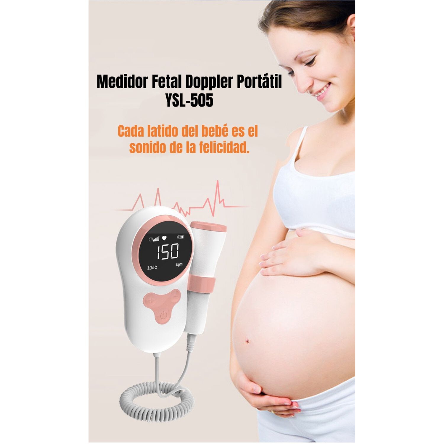 Monitor Fetal Doppler Latidos Coraz&oacute;n Beb&eacute; Gris Lubabycas image number 1.0