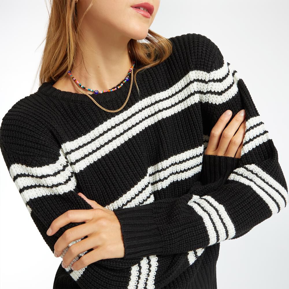 Sweater Rayas Regular Cuello Redondo Mujer Freedom image number 4.0
