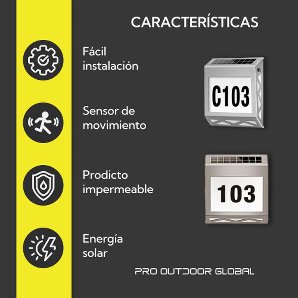 Aplique Solar Contra Agua Con Numeros De Casa image number 4.0