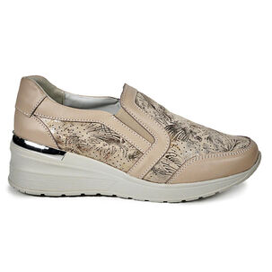 Zapatilla Cuero Ibbie Beige