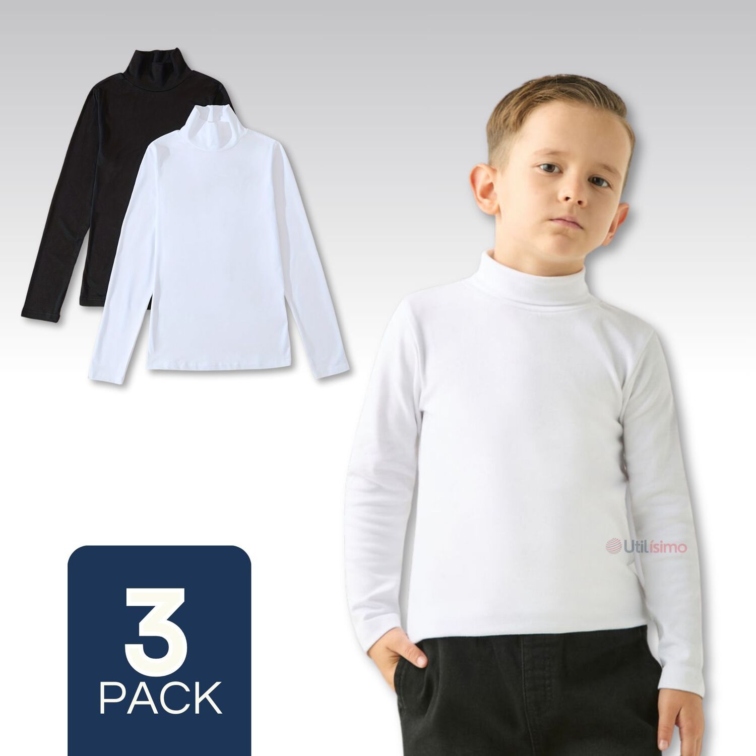 Pack 3 Camiseta Beatle Algod&oacute;n Manga Larga Primera Capa Ni&ntilde;o image number 0.0