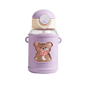 Botella De Agua Portatil 620ml Osito Kawaii Morado Infantil