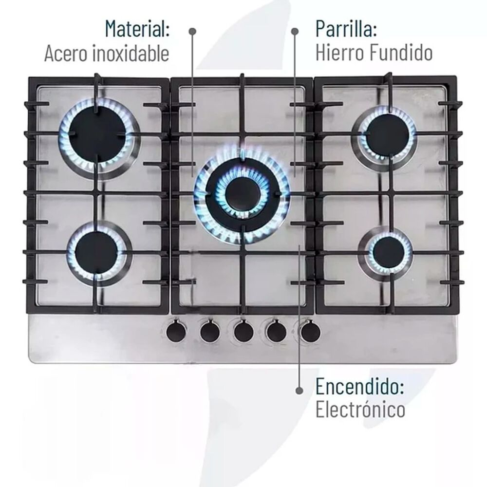 Encimera A Gas Acero Inoxidable 5 Platos Cocina image number 4.0