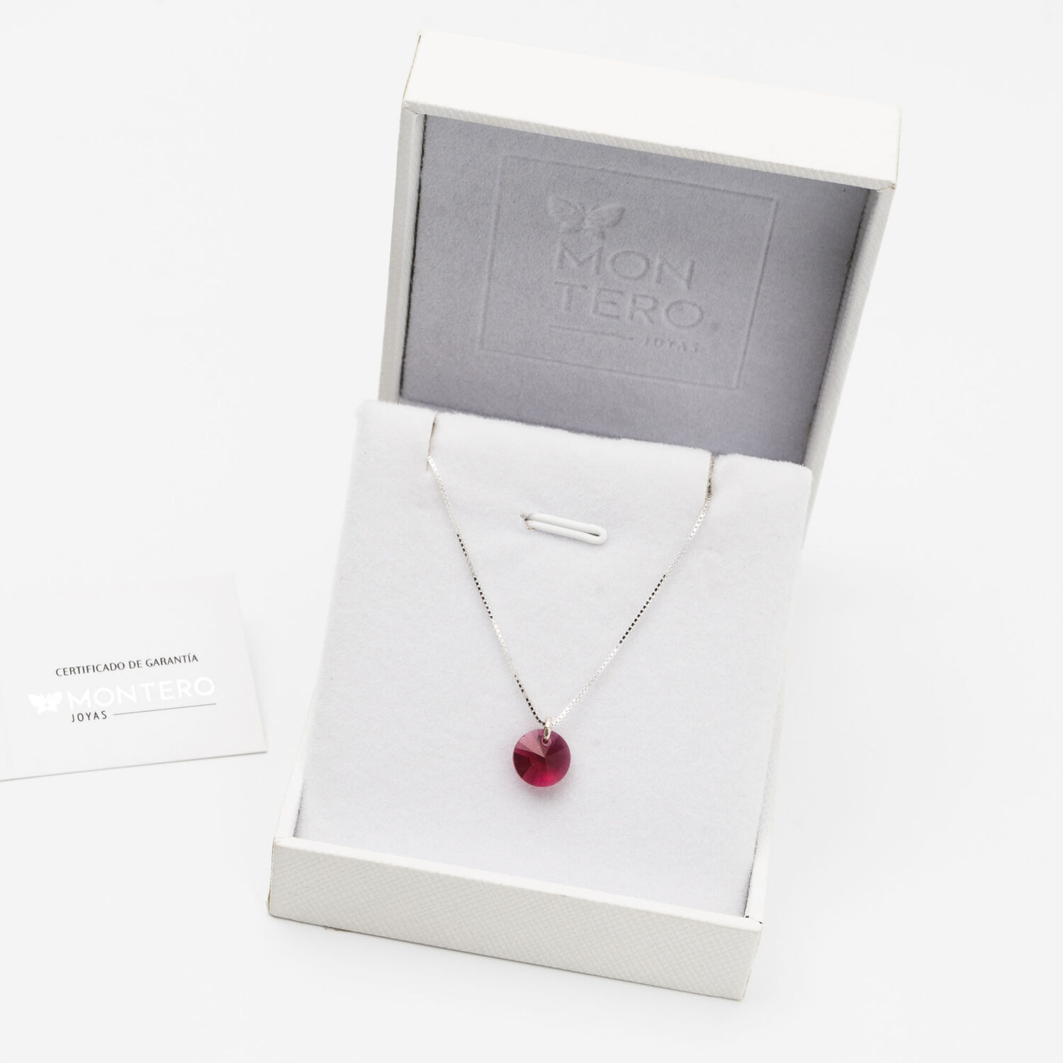Collar Punto De Luz Plata Italiana 925 Y Cristal Genuino Scarleth image number 2.0