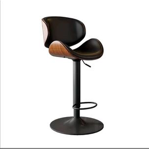 Pack 2 Sillas Bar Taburete Madera Pu Negro/negro Cisne