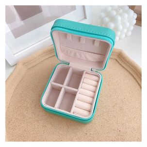 Estuche Organizador Joyas Cuadrado 10cm Joyero Turquesa
