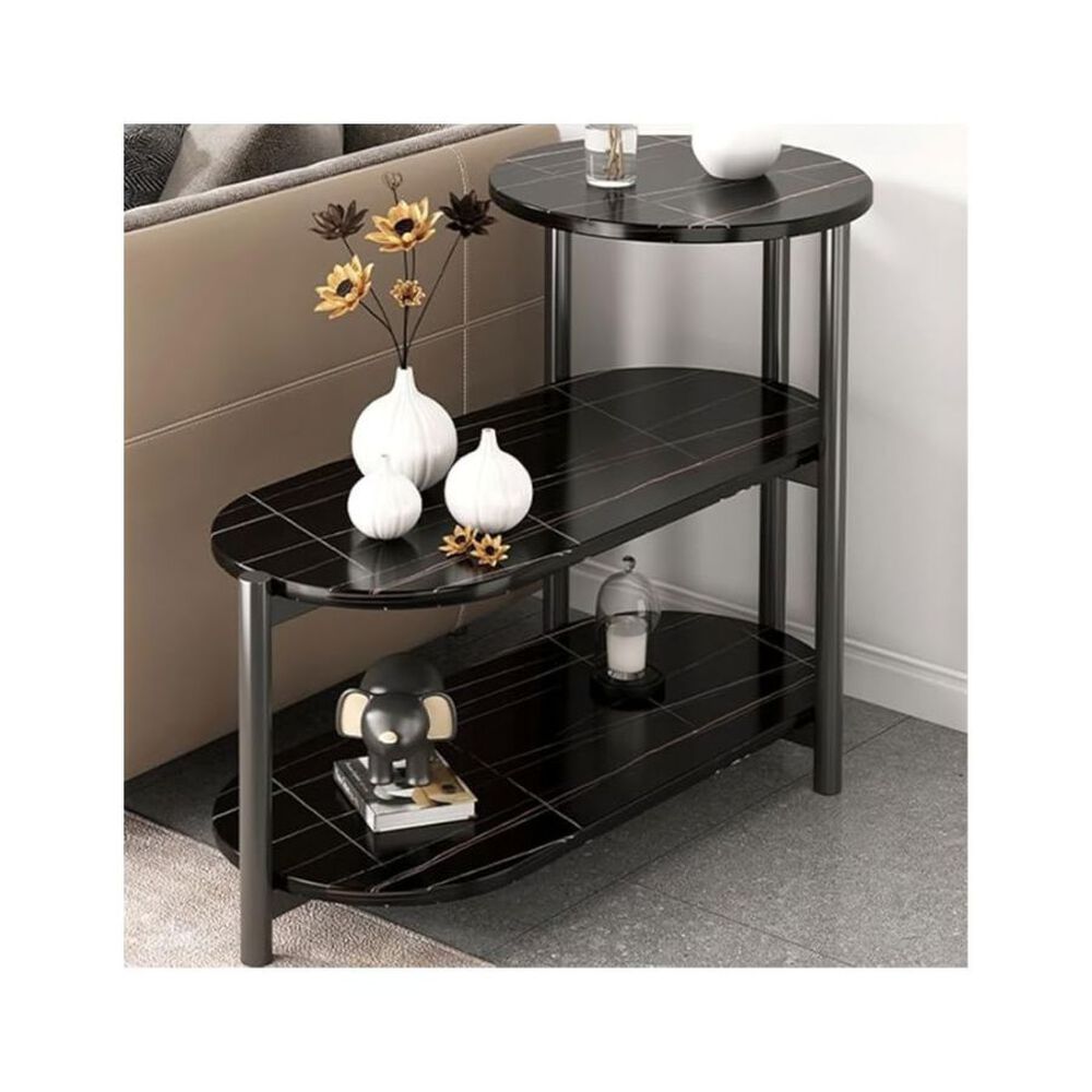 Mesa Auxiliar De Centro Decorativa De 3 Niveles Mesa De Lujo Negro image number 4.0