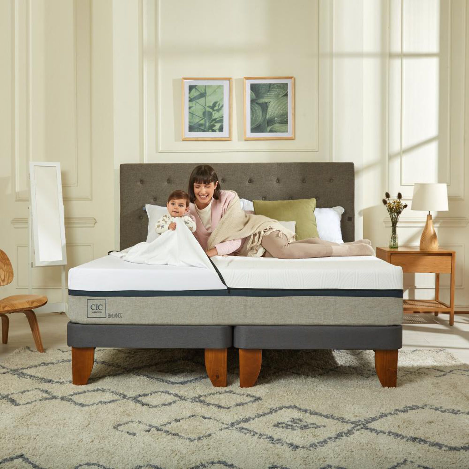 Cama Europea Cic Balance / 2 Plazas / Base Dividida + Respaldo image number 6.0