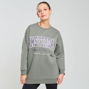 Polerón Deportivo Oversize Cuello Redondo Mujer Wetland