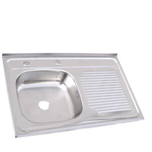 Lavaplatos 800x500 Con Rebalse Sobreponer Comb. Derecho