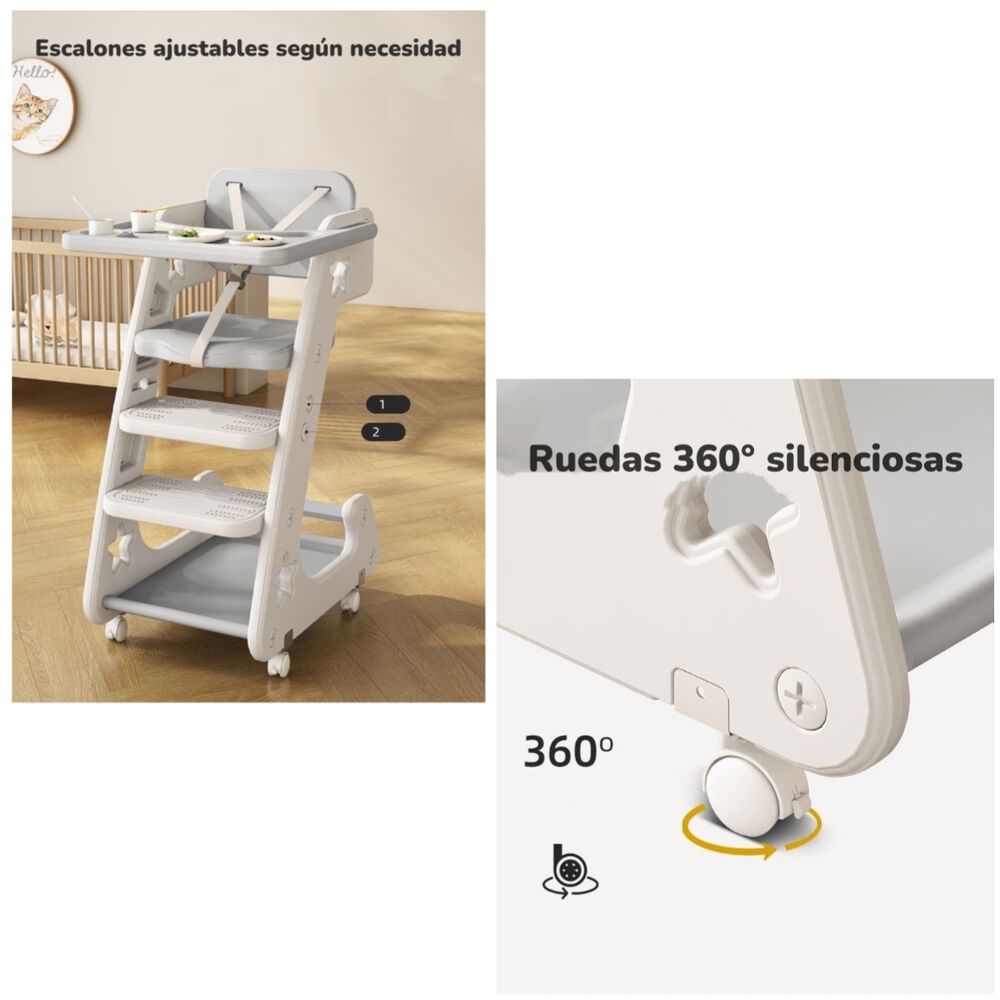 Silla De Comer Multifuncional Growth Gris Lubabycas image number 1.0