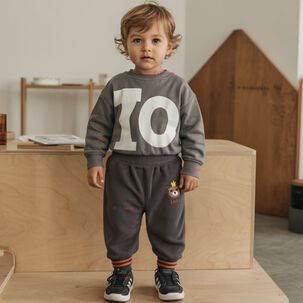 Buzo Cotel&eacute; Beb&eacute; Ni&ntilde;o Forrado En Polar Pantal&oacute;n Gris