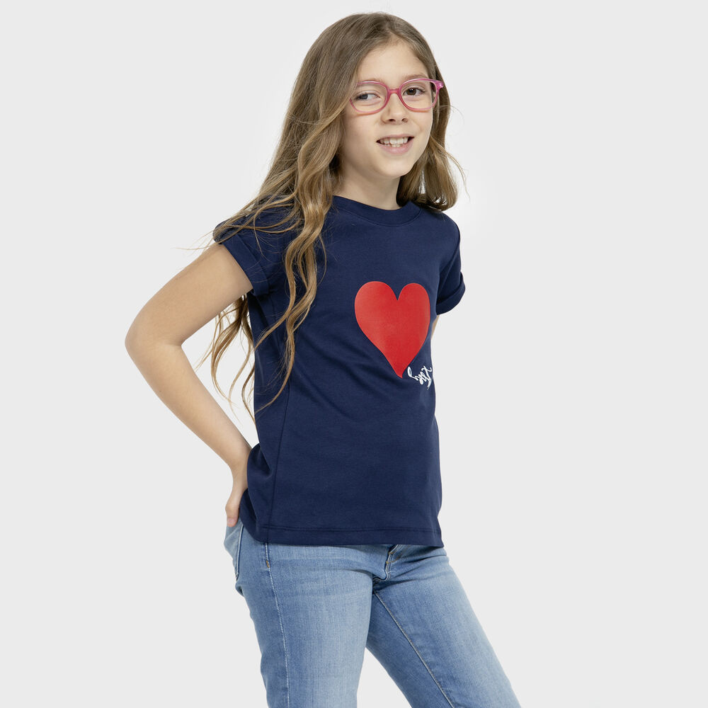 Polera Azul Corazón Rojo Algodón Peruano image number 5.0