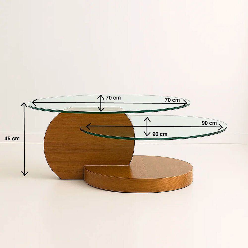 Mesa De Centro Duoglass Con Bases De Madera Y Superficie De Vidrio image number 6.0