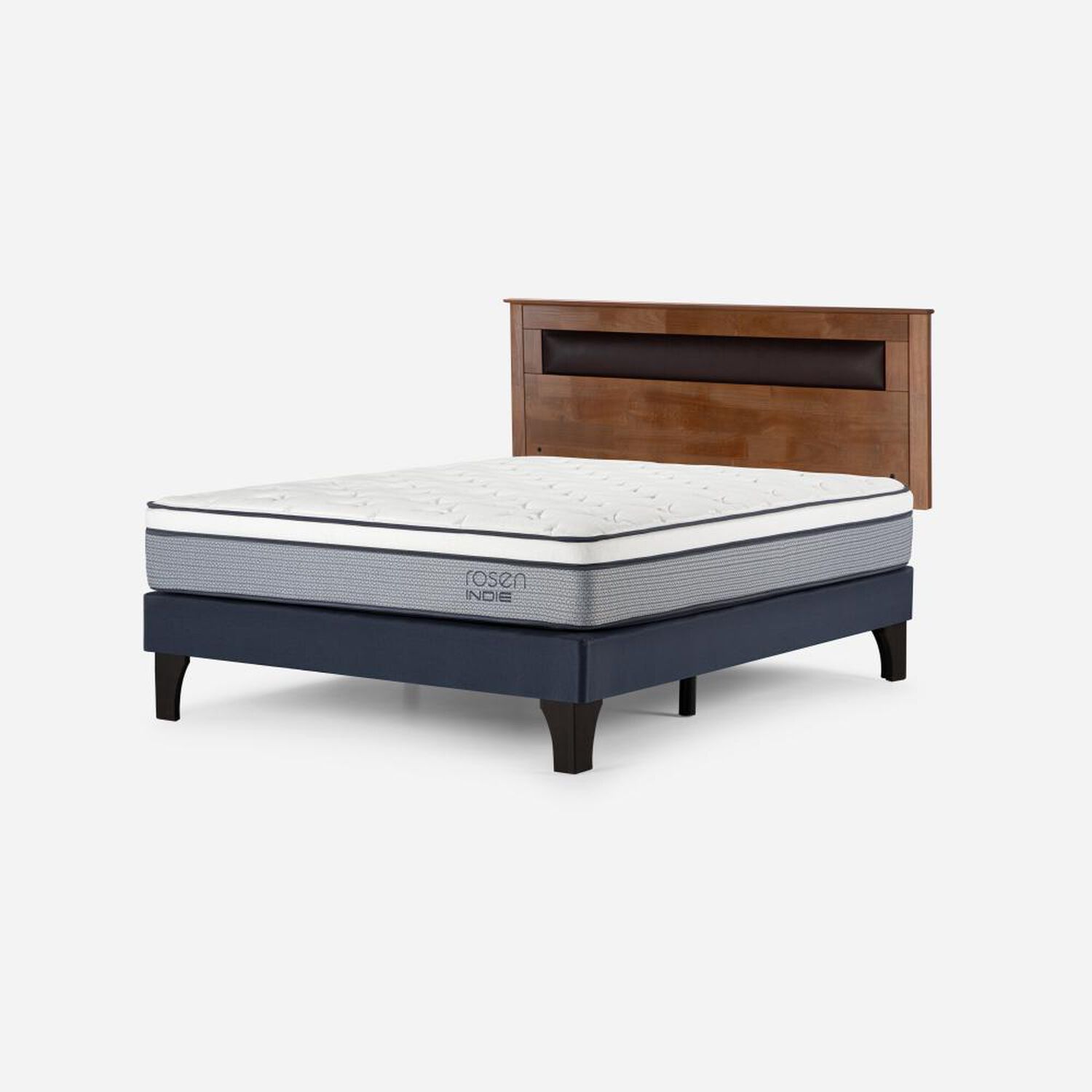 Cama Europea Rosen Indie / 2 Plazas / Base Normal + Respaldo Ferrara image number 2.0