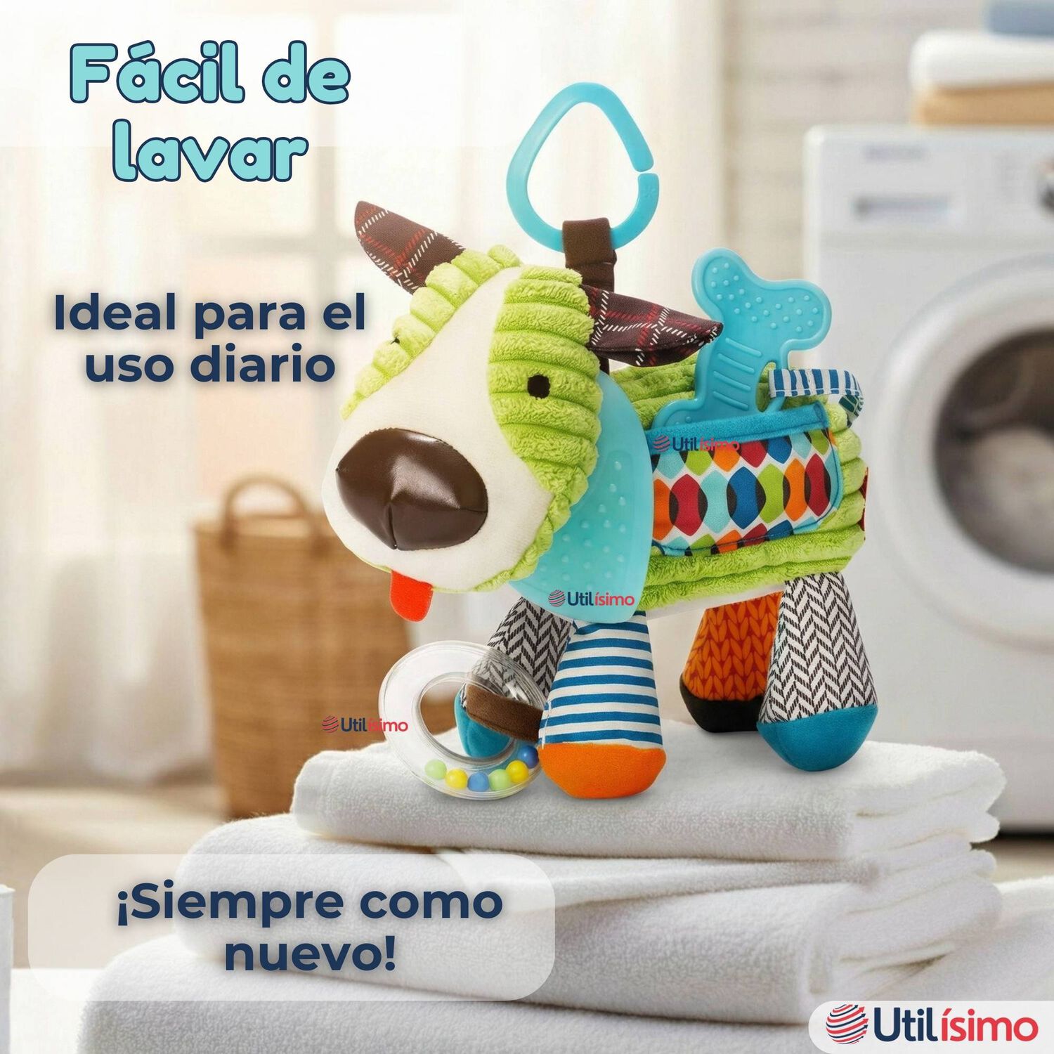 Juguete Peluche Animales Sensorial Con Mordedor Y Sonajero Dise&ntilde;o Perrito Ni&ntilde;a Y Ni&ntilde;o image number 8.0