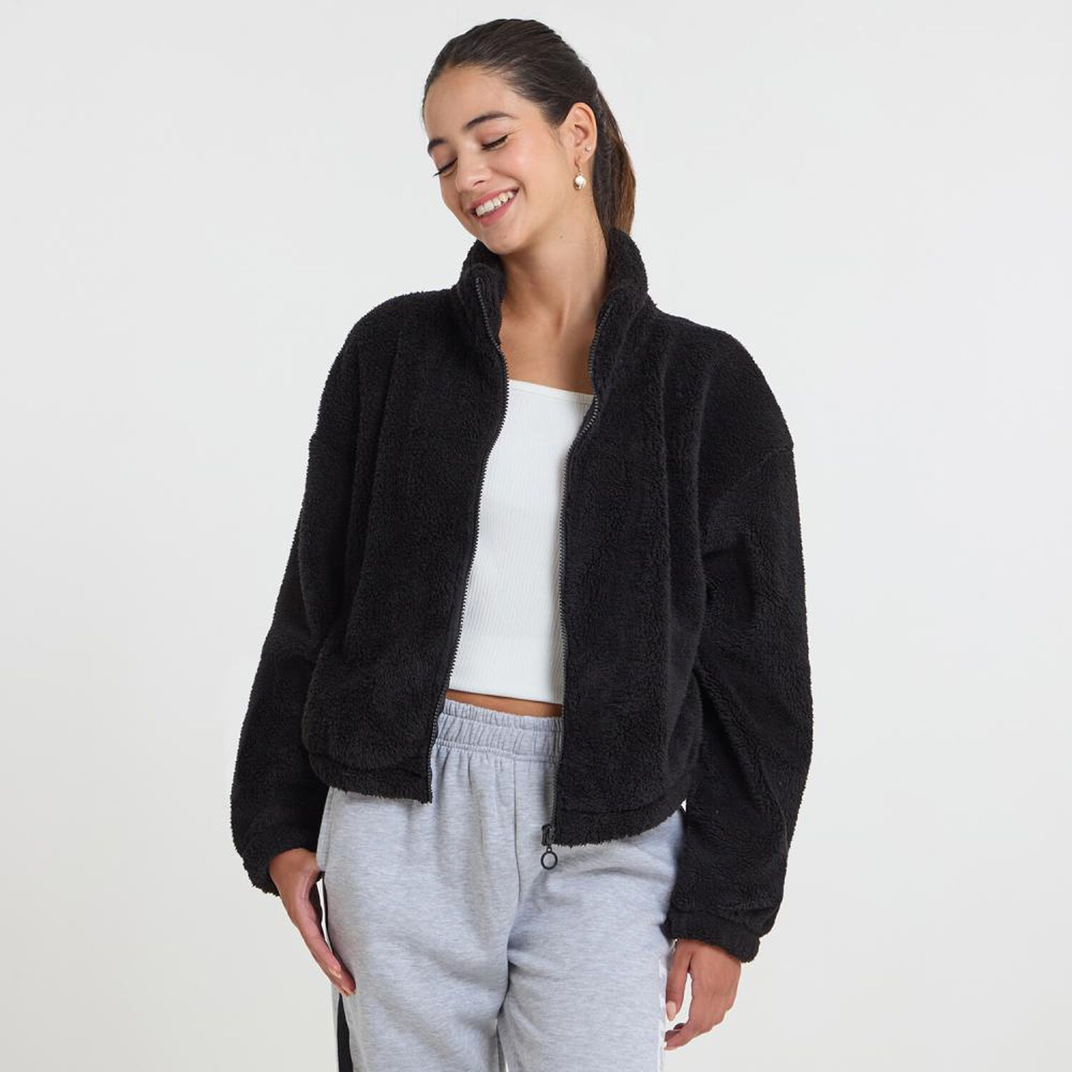 Poler&oacute;n Sherpa Estampado Cuello Alto Mujer Freedom image number 0.0
