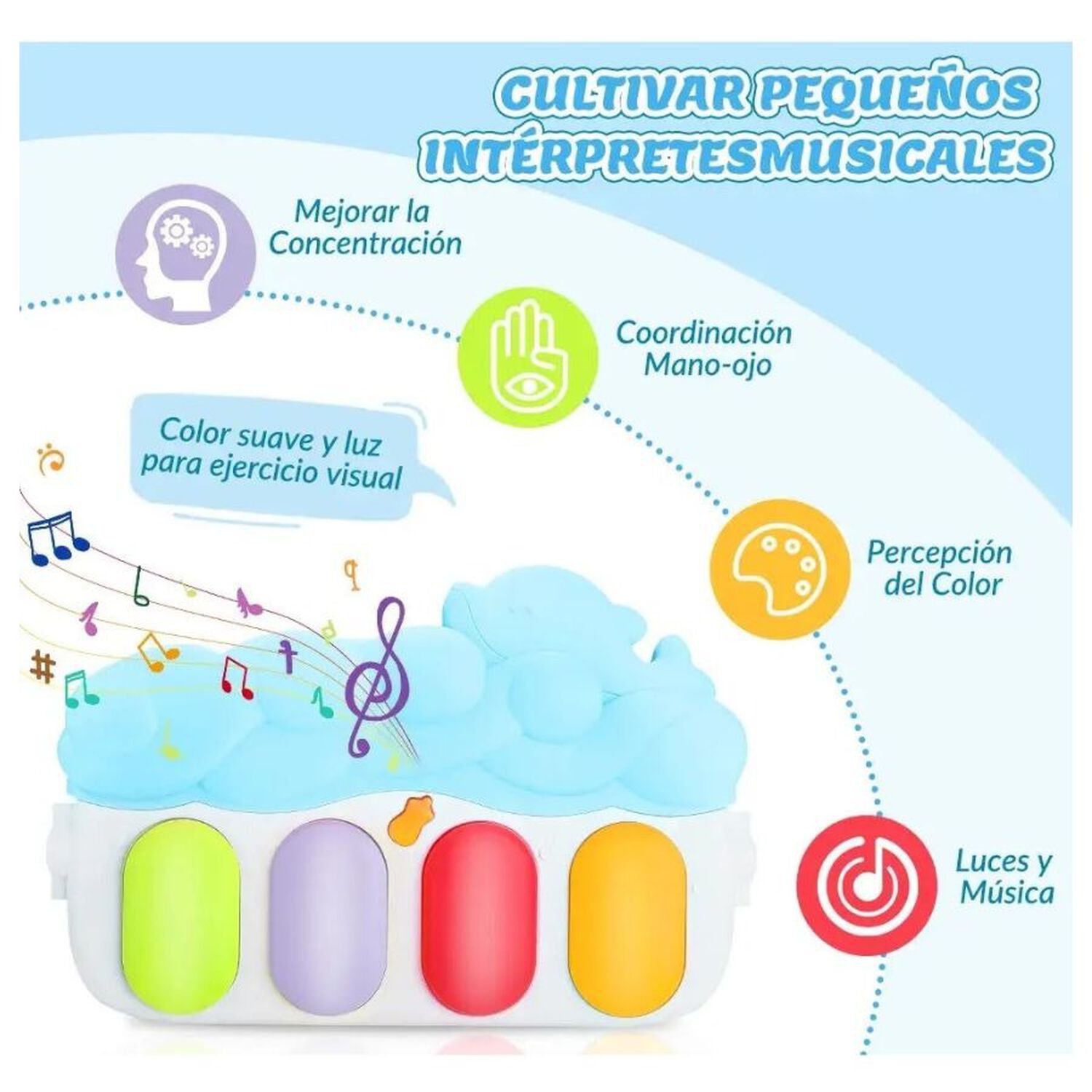 Gimnasio Musical Beb&eacute; Tapete Acolchado Piano Interactivo Ping&uuml;ino Azul image number 2.0