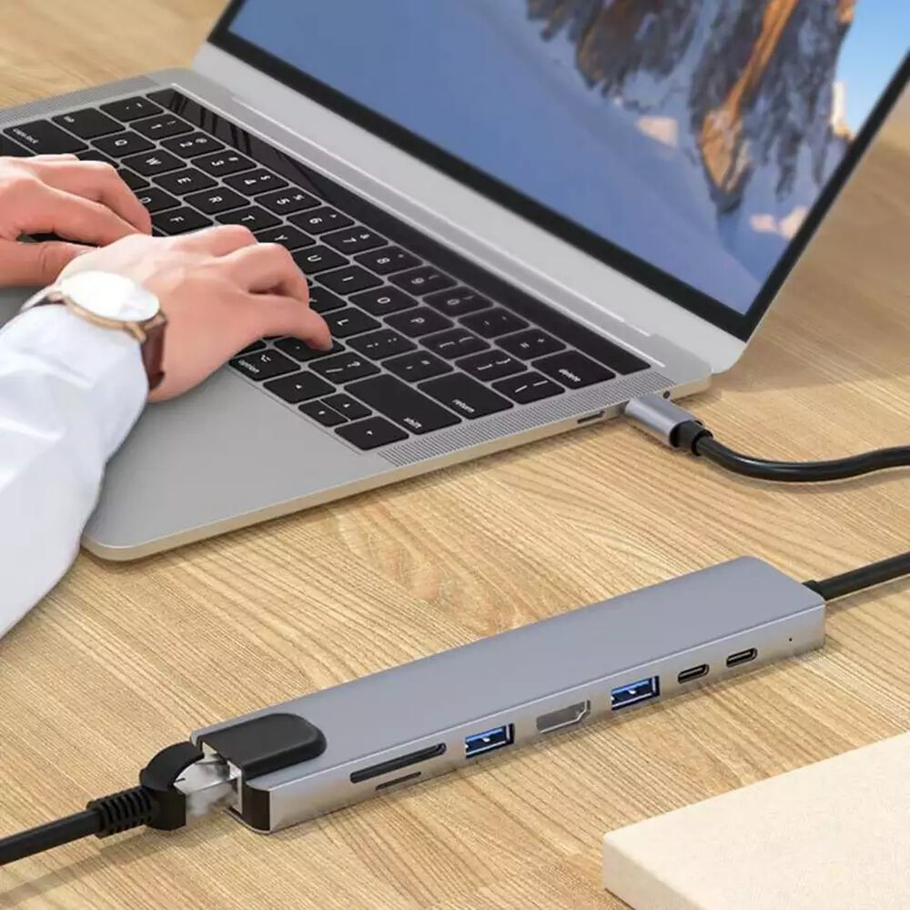 Adaptador Tipo C 8 En 1 Hub Usb 3.0 Hdmi 4k Multipuerto image number 2.0