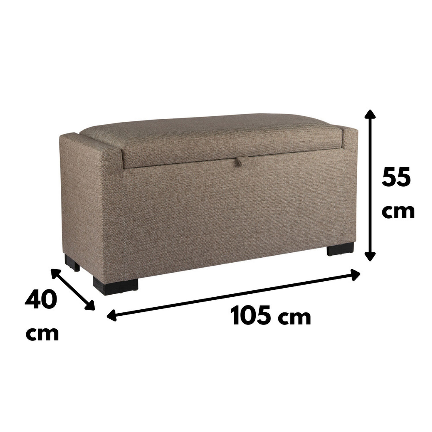 Banqueta Con Ba&uacute;l Leyzy Gris Beige Delta 40x55x105 Cm M&aacute;xima Design image number 3.0
