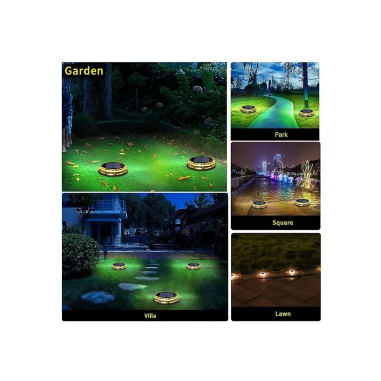 Pack 2 Lampara Disco Solar Impermeable Estaca Jardin Luz Calida image number 4.0