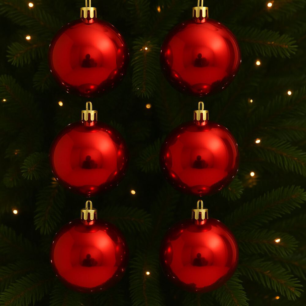 6 Esferas Navideñas Bambalinas 4cm Adorno Rojo Decoracion image number 1.0