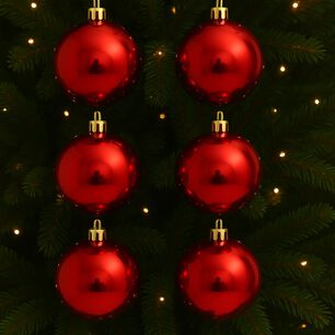 6 Esferas Navide&ntilde;as Bambalinas 4cm Adorno Rojo Decoracion