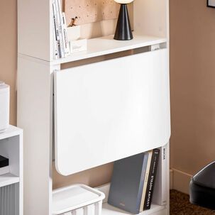 Estantería Con Escritorio Plegable Compacto - Blanco Estantería Con Escritorio Plegable Compacto - Blanco