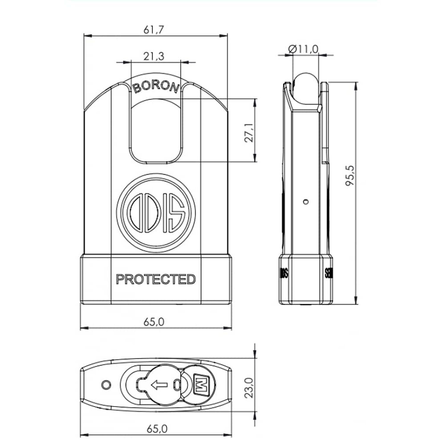 Candado Odis M60s Protected 63mm Con Hombros image number 2.0