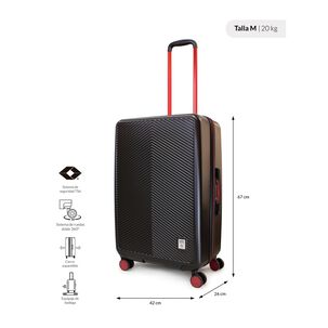 Maleta Mediana 20k Marsella Negra Con Rojo Penguin