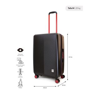Maleta Mediana 20k Marsella Negra Con Rojo Penguin
