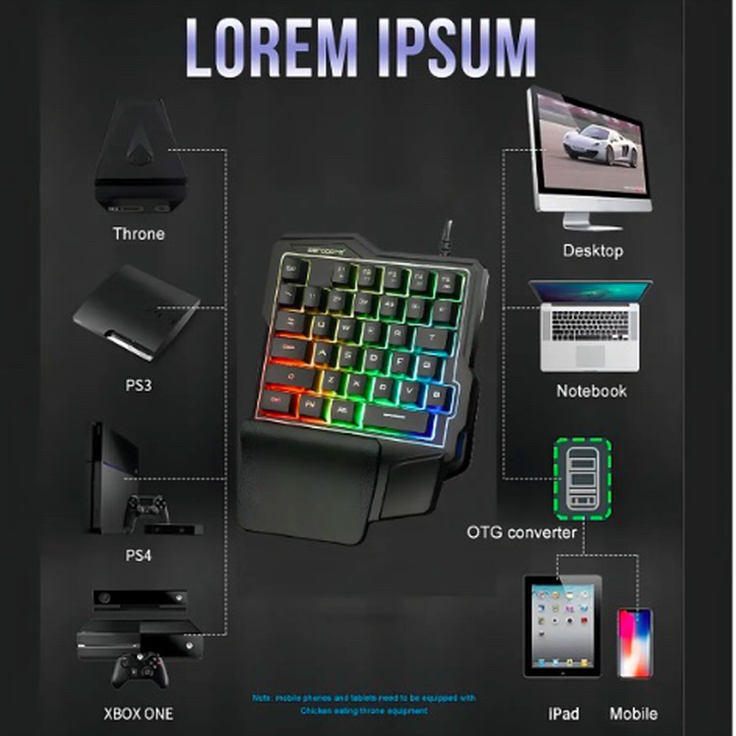 Teclado De Una Mano Rgb Usb image number 1.0