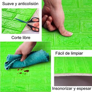 Pack 10 Lamina Papel Mural Autoadhesivo 3d Ladrillo Verde