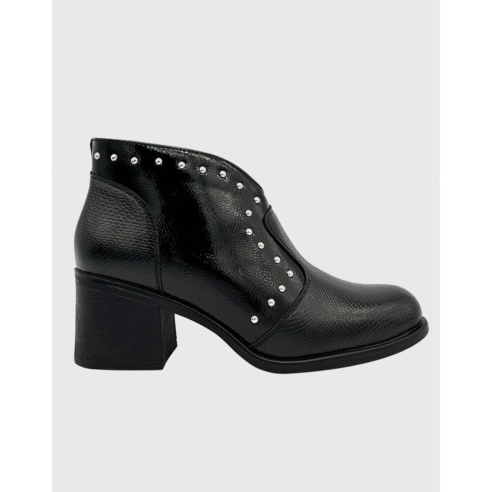 Botin Para Mujer Con Taco Medio Charol Negro image number 0.0