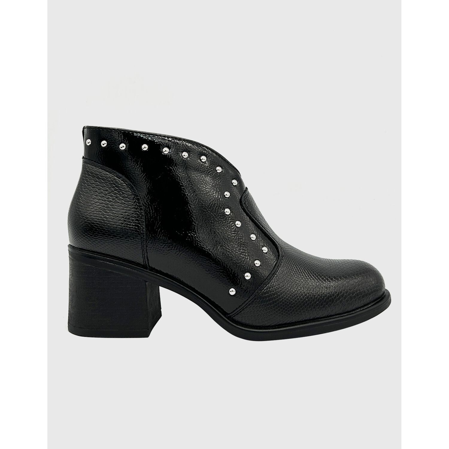 Botin Para Mujer Con Taco Medio Charol Negro image number 0.0