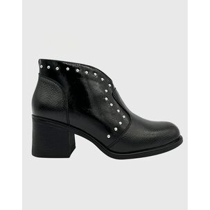 Botin Para Mujer Con Taco Medio Charol Negro
