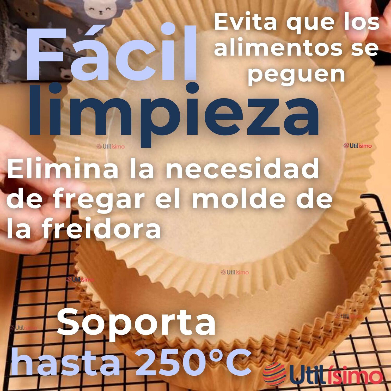 Freidora De Aire Premium 5 Litros 1350w+kit De 100 Forros De Papel Desechable image number 9.0