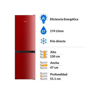 Refrigerador Bottom Freezer Midea MDRB241FGE13M / Frío Directo / 174 Litros / A+