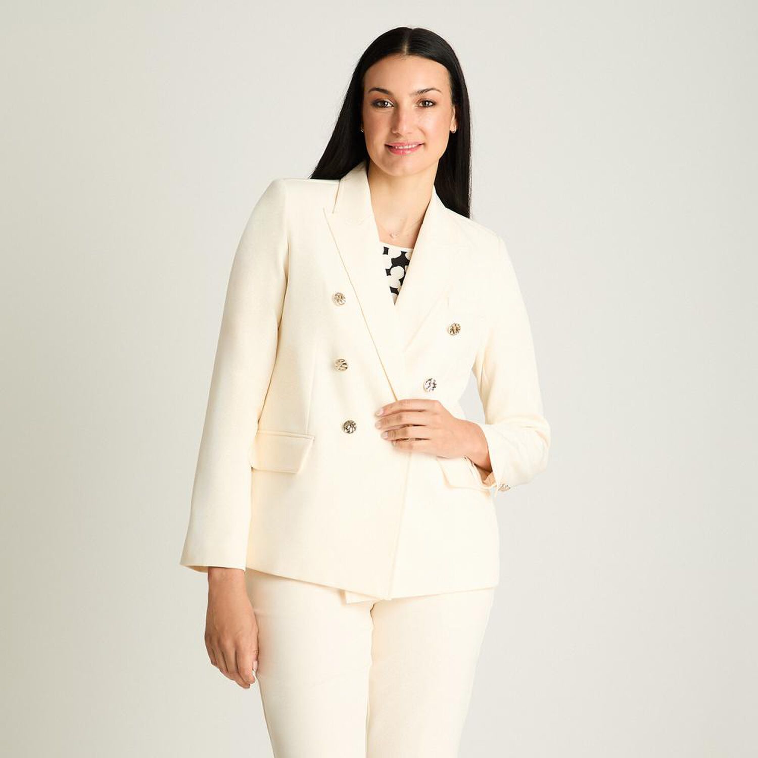 Blazer Cruzado Con Botones Cuello Solapa Mujer Lorenzo Di Pontti image number 0.0