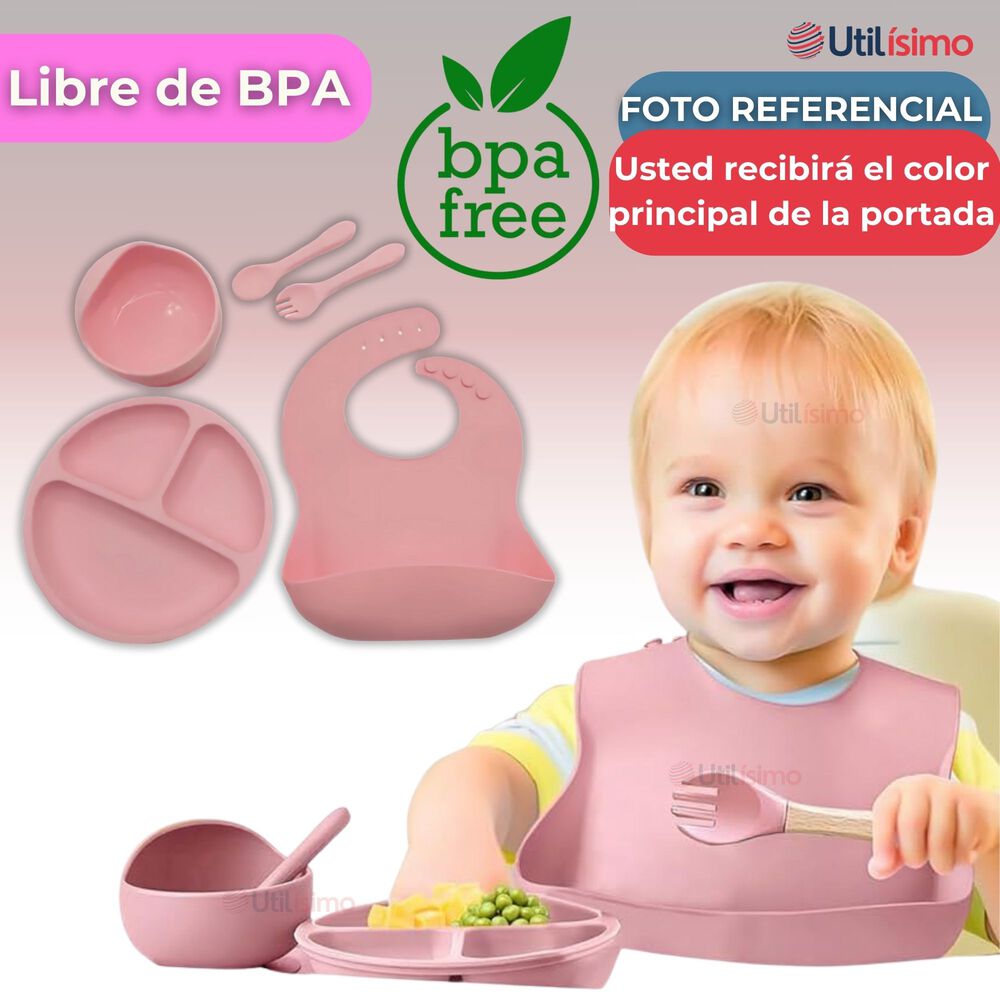 Set De Alimentación Bebé Silicona 5 Piezas Libre Bpa Colores Surtidos image number 1.0