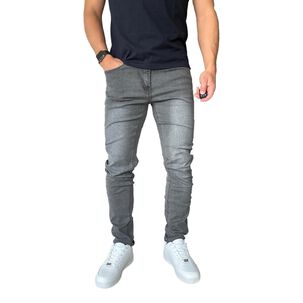 Jeans Elasticados Slim Fit Gris Focalizado Semipitillos