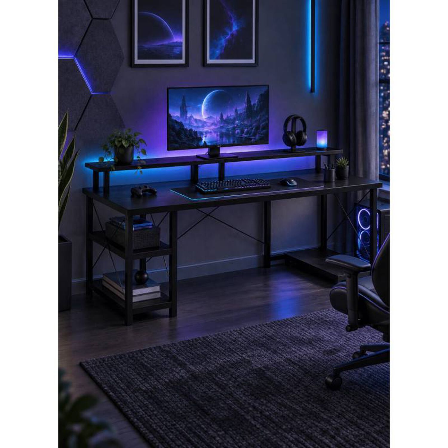 Escritorio Gamer Tekna 120 Cm Con Luz Led Y Estructura Met&aacute;lica image number 7.0