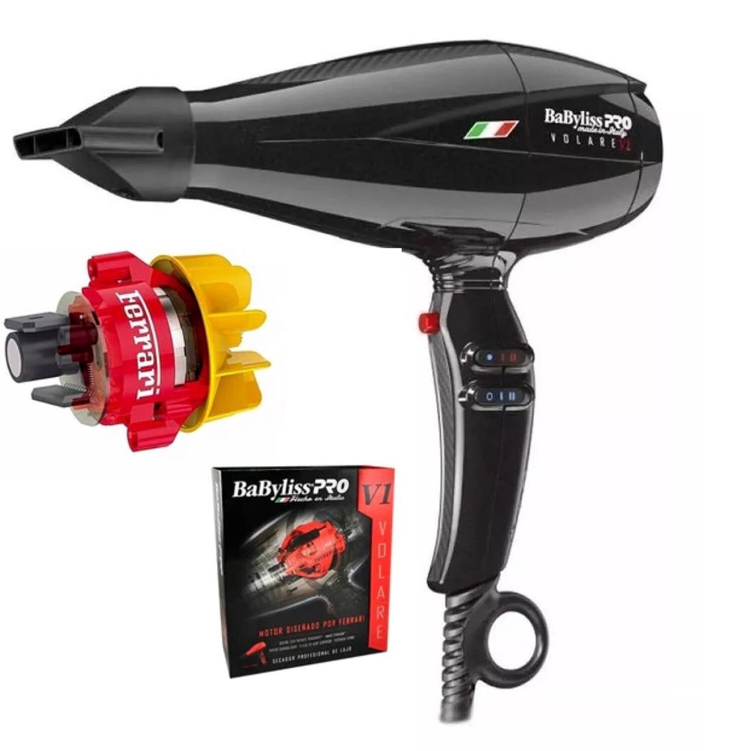 Secador Volare V1 Motor 6 Niveles Ferrari Babylisspro Negro image number 0.0